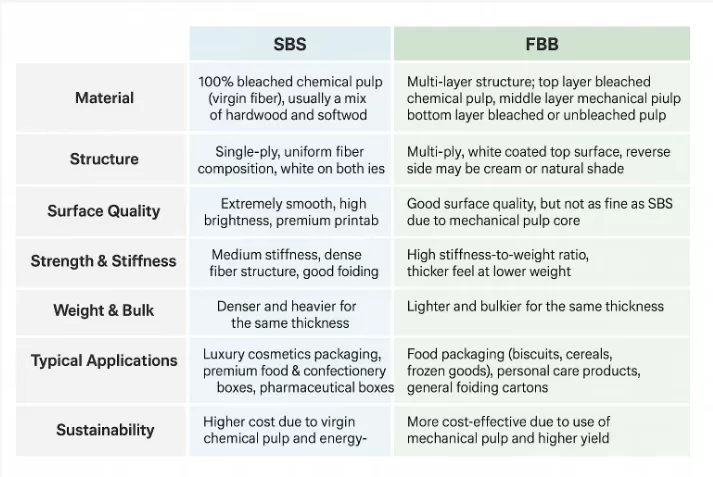 SBS vs.FBB: Cách lựa chọn tấm bìa đóng gói phù hợp nhất SBS vs.FBB: Cách lựa chọn tấm bìa đóng gói phù hợp nhất